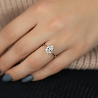 Bague de fiançailles avec diamant solitaire CVD taille ovale de 1,0 à 3,0 ct