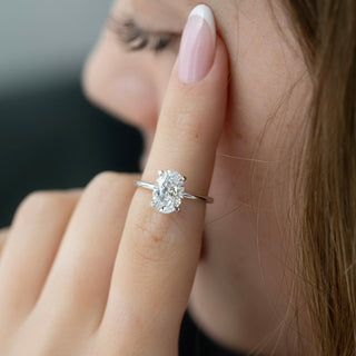 Bague de fiançailles avec diamant solitaire CVD taille ovale de 2,0 à 4,0 ct