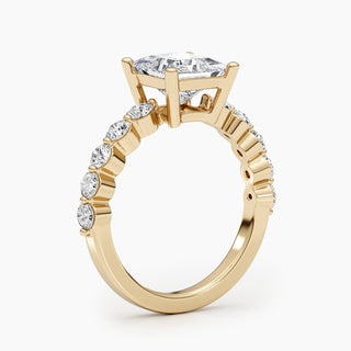 Bague de fiançailles pavée de diamants de laboratoire de 1,5 ct à taille princesse F- VS 