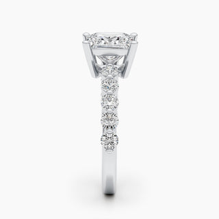 Bague de fiançailles pavée de diamants de laboratoire de 1,5 ct à taille princesse F- VS 