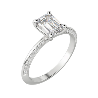 Bague de fiançailles en diamants pavés sur deux côtés avec moissanite taille émeraude de 1,60 ct 