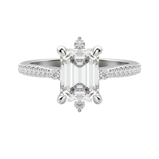 Bague de fiançailles en moissanite pavée de diamants taille émeraude de 1,60 ct 