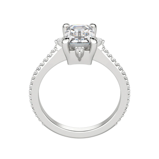 Bague de fiançailles en moissanite pavée de diamants taille émeraude de 1,60 ct 