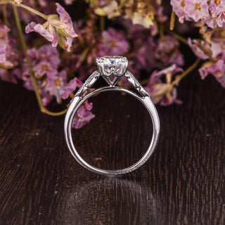 1.60CT Round Cut Cluster Diamond Moissanite Engagement Ring