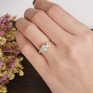 Bague de fiançailles en moissanite avec diamants à coupe ronde de 1,60 ct