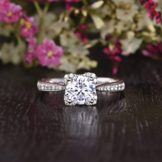 1.60CT Round Cut Unique Pave Setting Moissanite Engagement Ring