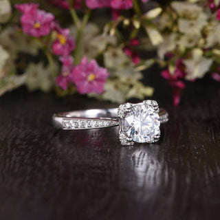 1.60CT Round Cut Unique Pave Setting Moissanite Engagement Ring