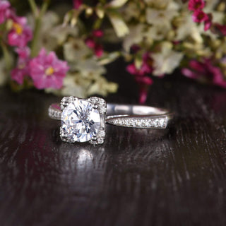 1.60CT Round Cut Unique Pave Setting Moissanite Engagement Ring