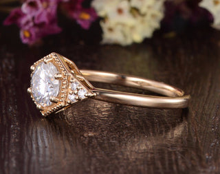 1.60CT Round Cut Vintage Art Deco Moissanite Diamond Engagement Ring