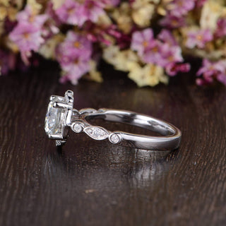 1.60CT Round Cut Vintage Art Deco Moissanite Engagement Ring