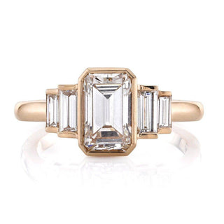 1ct Emerald Cut 5 Stone Moissanite Diamond Engagement Ring - ELITE CARAT