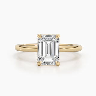 Bague de fiançailles avec diamant solitaire F-VS de 1,80 ct et émeraude cultivée en laboratoire 