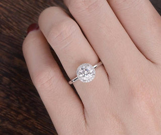 1.90CT Round Cut Halo Moissanite Diamond Engagement Ring