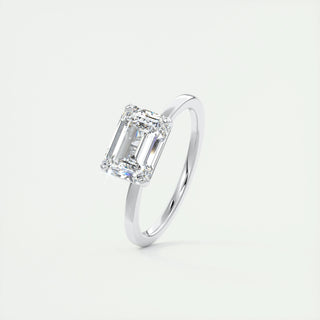 1.91CT East West Emerald Cut Solitaire Moissanite Engagement Ring