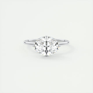 1.91CT East West Oval Cut Hidden Halo Moissanite Engagement Ring