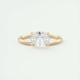 Bague de fiançailles avec diamant solitaire en moissanite taille ovale East West de 1,91 ct 