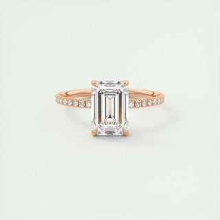 1.91CT Emerald Cut Pave Diamond Moissanite Engagement Ring