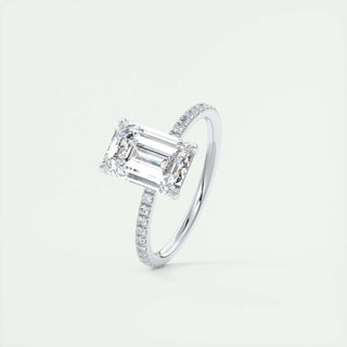 1.91CT Emerald Cut Pave Diamond Moissanite Engagement Ring