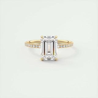 1.91CT Emerald Cut Pave Diamond Moissanite Engagement Ring