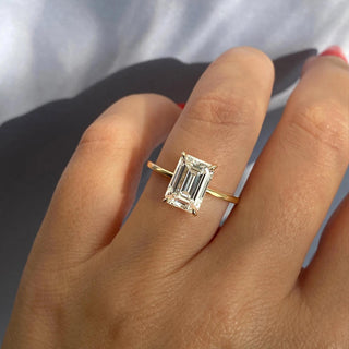 Bague de fiançailles avec diamant solitaire taille émeraude et moissanite de 1,91 ct 