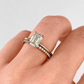 Bague de fiançailles avec diamant solitaire taille émeraude et moissanite de 1,91 ct 