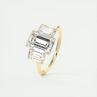 1.91CT Emerald Cut Three Stone Moissanite Diamond Engagement Ring