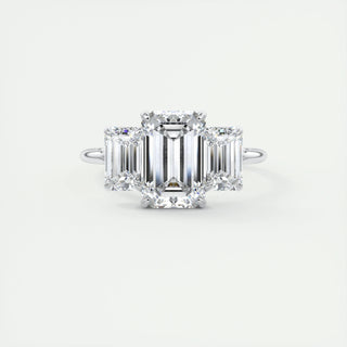 1.91CT Emerald Cut Three Stone Moissanite Diamond Engagement Ring