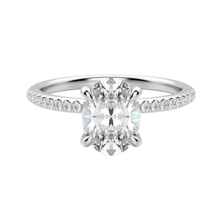 Bague de fiançailles en moissanite à halo caché de taille ovale de 1,91 ct 