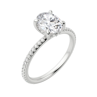 Bague de fiançailles en moissanite à halo caché de taille ovale de 1,91 ct 