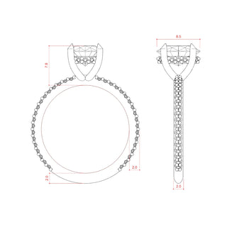 Bague de fiançailles en moissanite à halo caché de taille ovale de 1,91 ct 