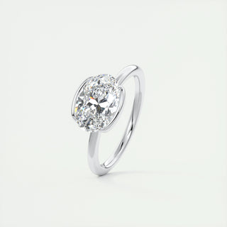 1.91CT Oval Half Bezel Moissanite Diamond Engagement Ring