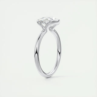 1.91CT Oval Half Bezel Moissanite Diamond Engagement Ring