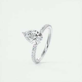 1.93CT Pear Cut Pave Moissanite Diamond Engagement Ring