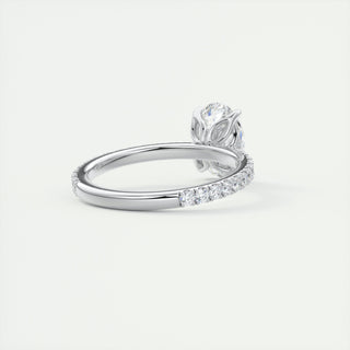 2CT Oval Moissanite Diamond Pave Engagement Ring In 14K White Gold