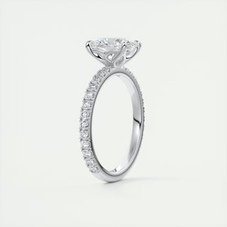 2CT Oval Moissanite Diamond Pave Engagement Ring In 14K White Gold