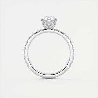 2CT Oval Moissanite Diamond Pave Engagement Ring In 14K White Gold