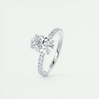 2CT Oval Moissanite Diamond Pave Engagement Ring In 14K White Gold