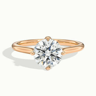 Anillo de compromiso con moissanita engastado en tulipán con diamantes de talla redonda de 1,0 ct