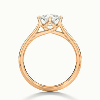 Anillo de compromiso con moissanita engastado en tulipán con diamantes de talla redonda de 1,0 ct