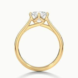 Anillo de compromiso con moissanita engastado en tulipán con diamantes de talla redonda de 1,0 ct