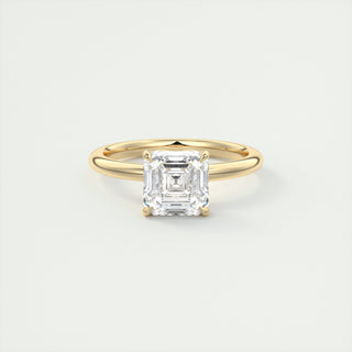 Anillo de compromiso solitario de diamante moissanita de cuatro puntas Asscher de 2 quilates para mujer