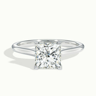 Bague de fiançailles avec diamant solitaire taille princesse et moissanite de 1,50 ct