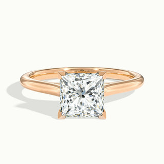 Bague de fiançailles avec diamant solitaire taille princesse et moissanite de 1,50 ct