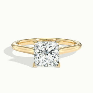 Bague de fiançailles avec diamant solitaire taille princesse et moissanite de 1,50 ct