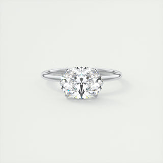 Bague de fiançailles solitaire en diamant ovale East West 2CT avec moissanite