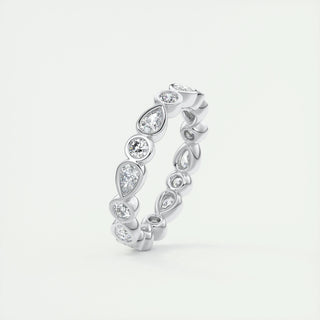 1.28 TCW Pear & Round CVD Diamond Bezel Wedding Band