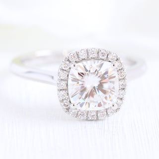 1.50CT Cushion Cut Moissanite Halo Bridal Engagement Ring Set