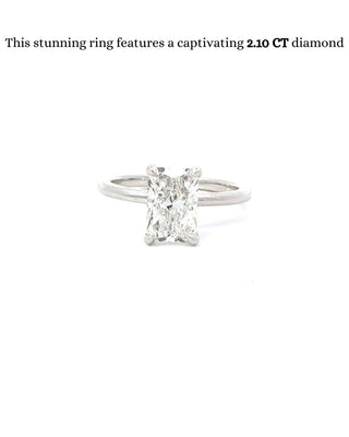 Bague de fiançailles avec diamant solitaire CVD radiant de 1,10 à 3,10 ct