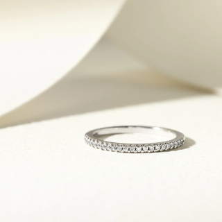 0.18Ct Round Half Eternity Diamond Wedding Band For Women