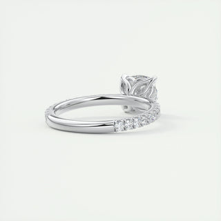 2.15 CT Cushion Cut Solitaire Pave Moissanite Engagement Ring